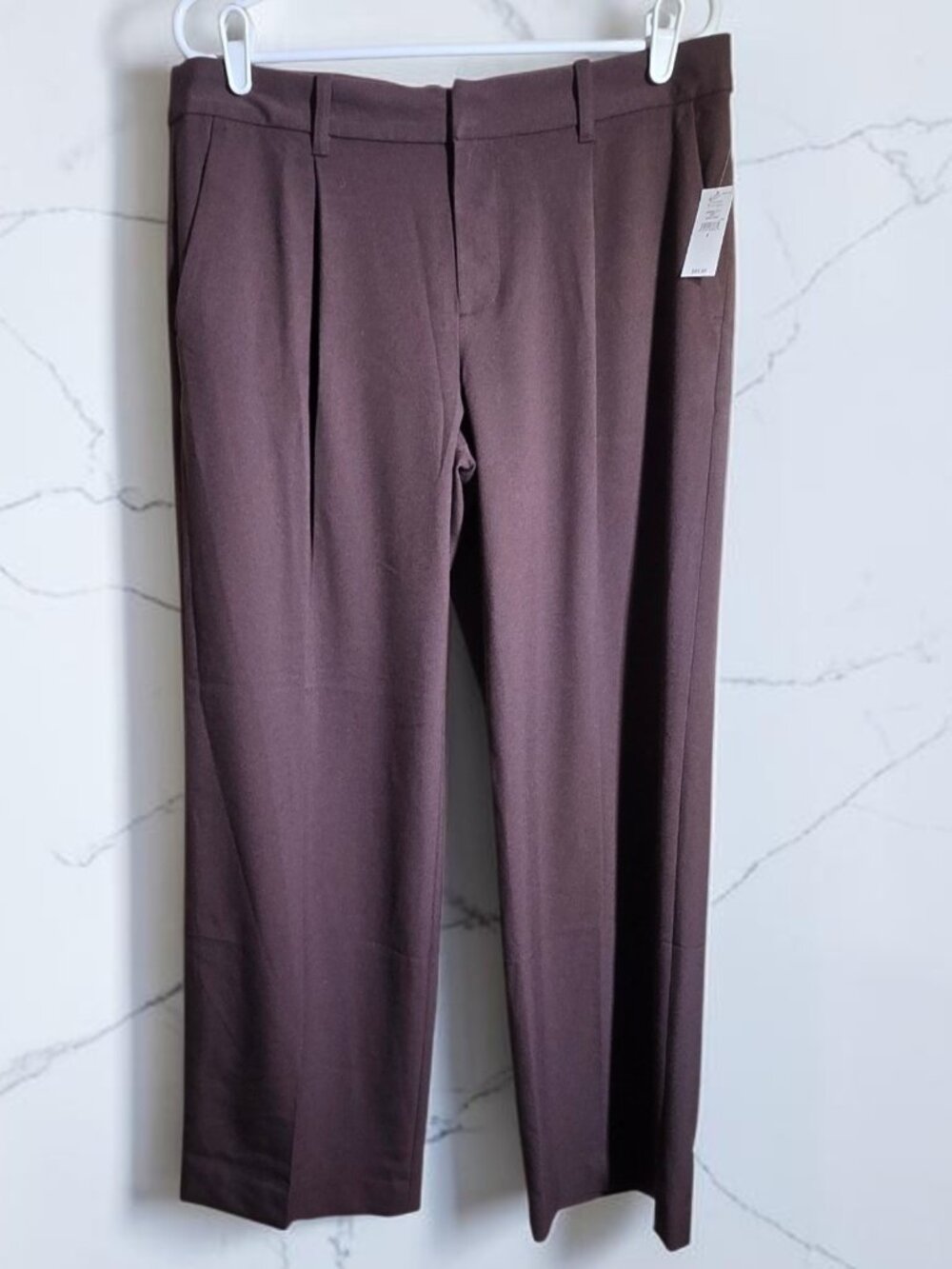 NWT Gap 365 Low Rise Pleated Wide Leg Brown Trousers Size 8